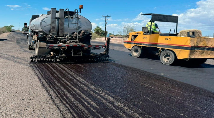 Llevan un 50% de avance los trabajos de reencarpetado de la carretera Insurgentes a Zaragoza