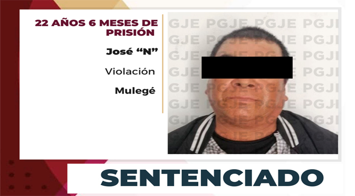 Sentenciado a más de 22 años de prisión a culpable de violación equiparada en Villa Alberto Alvarado