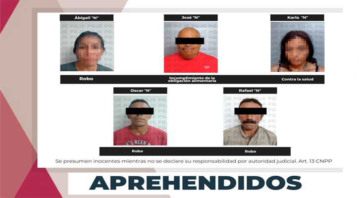 Aprehenden a 5 personas por diversos delitos en La Paz, CSL y Santa Rosalía