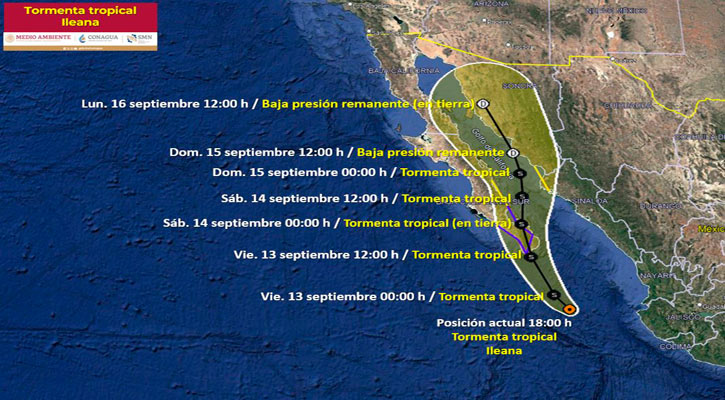 Sigue acercándose la tormenta tropical “Ileana” a CSL; se ubica a 320 km