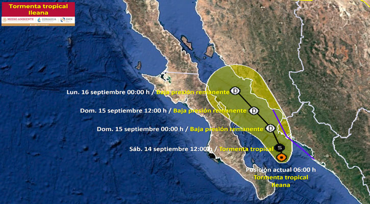 Se localiza la tormenta tropical “Ileana” al sur del Golfo de California; a 135 km de La Paz