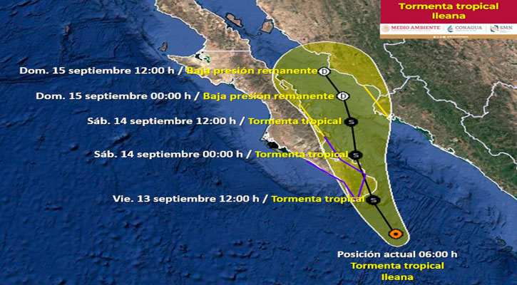 Se ubica la tormenta tropical “Ileana” a 155 km de CSL