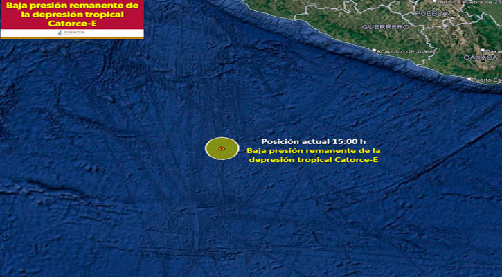 La depresión tropical 14-E en el Pacífico se ha disipado