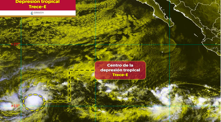 Se formó la depresión tropical 13-E en el Pacífico, muy lejos de México