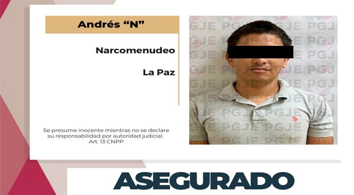 Aseguran a posible narcomenudista con metanfetamina, cocaína y marihuana en La Paz