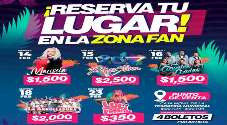 Se podrán adquirir boletos para la Zona Fan del Carnaval La Paz 2025 a partir del 31 de enero