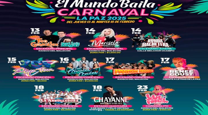 Marisela, 90’s Pop Tour, Los Ángeles Azules, La Arrolladora Bajan el Limón y Luli Pampin tendrán Zona Fan en el Carnaval de La Paz