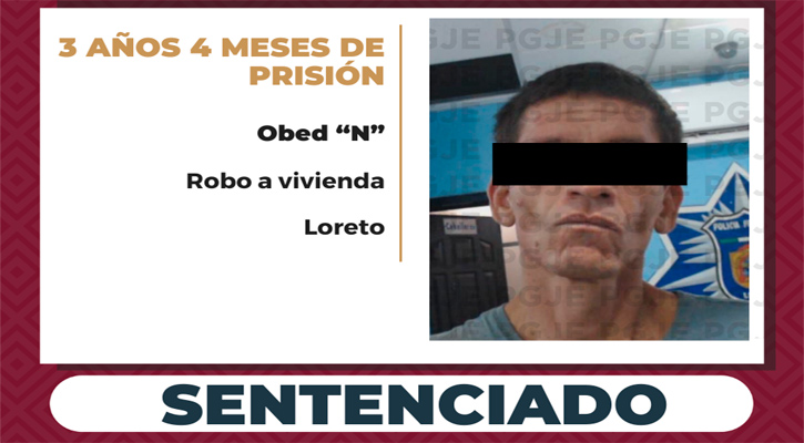 Pasará más de 3 años en prisión por robo a vivienda en Loreto