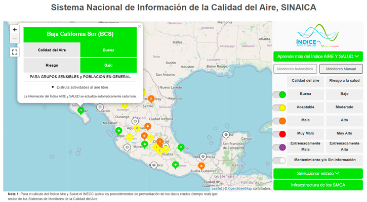 Disponible para consulta la información para la medición de calidad del aire en BCS