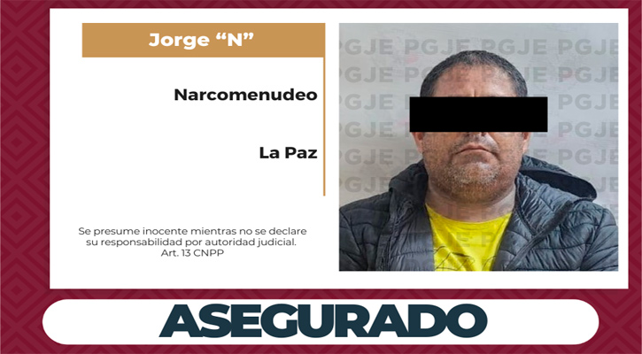 Aseguran a sujeto con 1,875 dosis de droga en La Paz