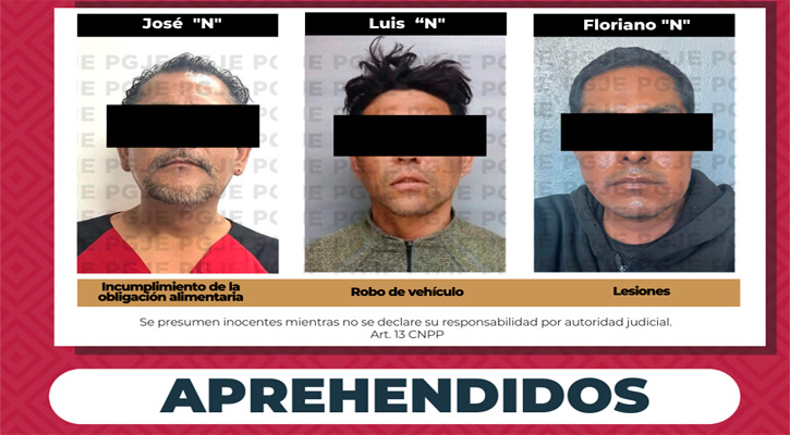 Aprehenden a 3 imputados por diversos delitos en SJC, CSL y La Paz