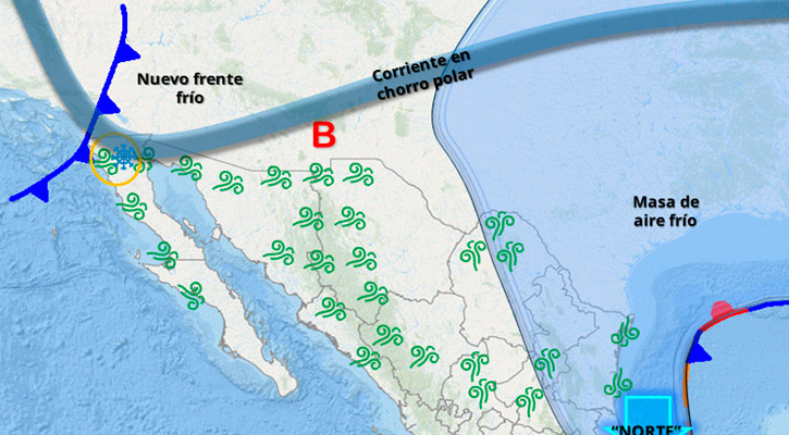 Más frío, viento, lluvias aisladas, así como posible frente frío esta semana en BCS